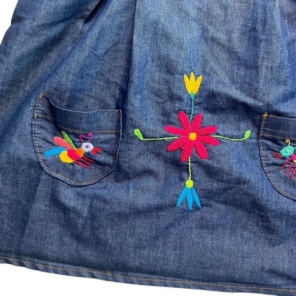 Maternango Mexican Blue Embroidered Toddler Dress Size 3 Years - Picture 3 of 7